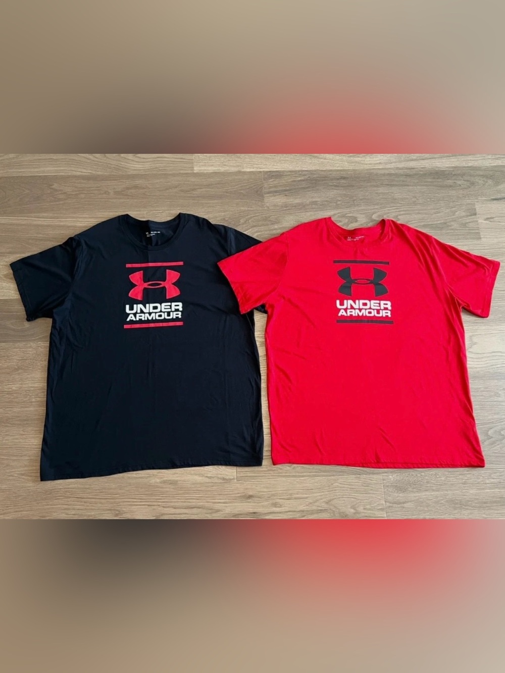 4XL Mens UNDER ARMOUR Black Red Loose Athletic Tee Shirt Top Lot XXXXL Big Tall